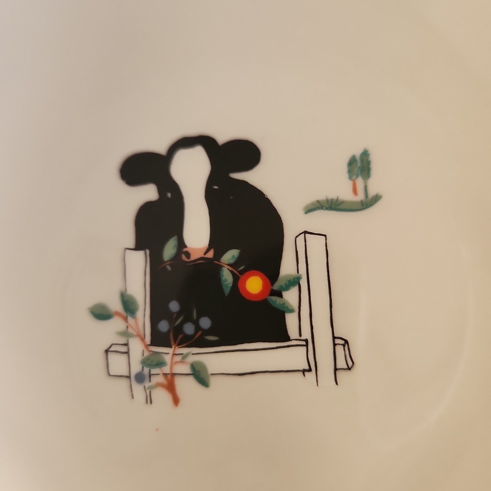 Vintage Oneida Farm Friends Cow Ceramic Stoneware Soup Bowls Farmhouse Kitchen - Picture 13 of 16